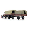 Opel Blitz 6 flatbed truck and trailer with tarpaulin