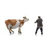 Farmer with obstinate cow (1x)