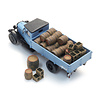 Truckload wooden beer barrels