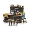 Cafe Interieur mit 3 Figuren
