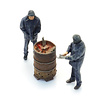 Trackworkers with burn barrel