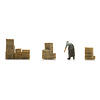 Market trader with crates