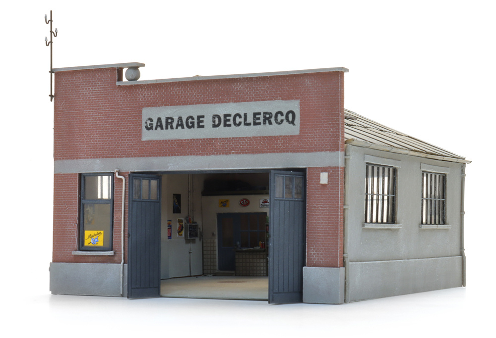 Belgische Garage mit Innenausstattung 1:87 Resinbausatz