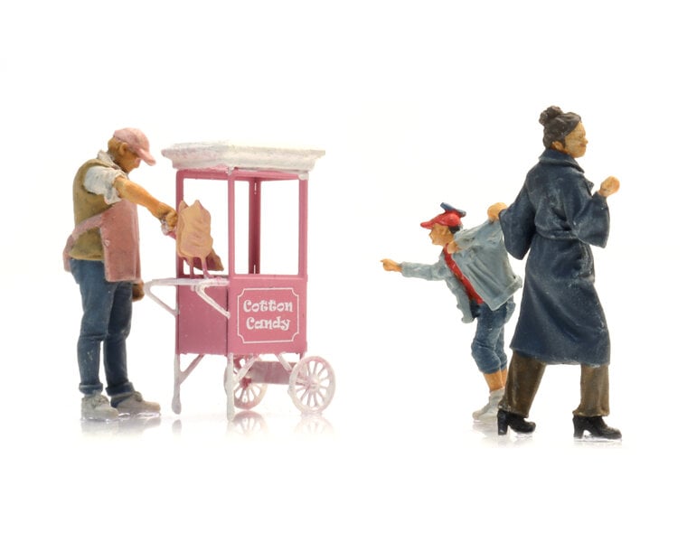 Candy floss cart with figures