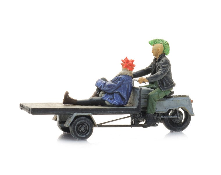 Three-wheeled moped with punks