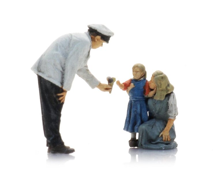 Ice cream vendor with mother and child