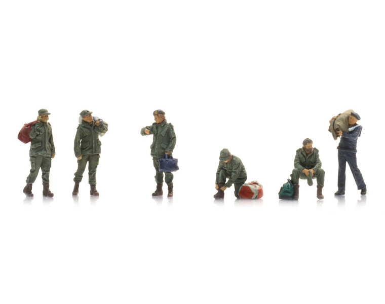 Verlofgangers op het perron