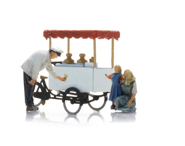 Ice cream seller with ice cream cart