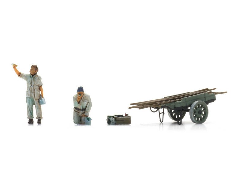 House painters with ladder cart