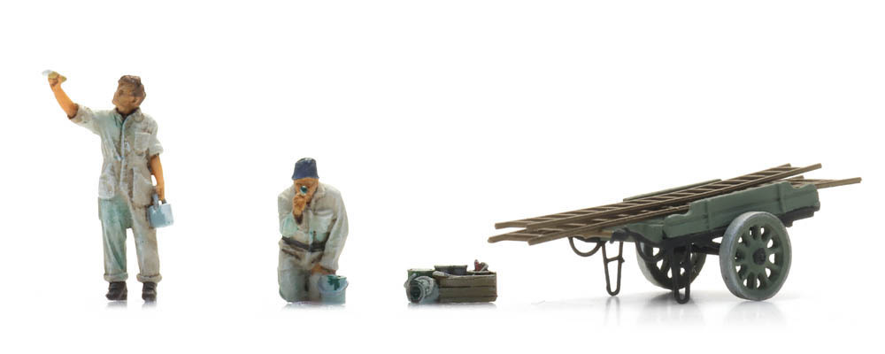 House painters with ladder cart