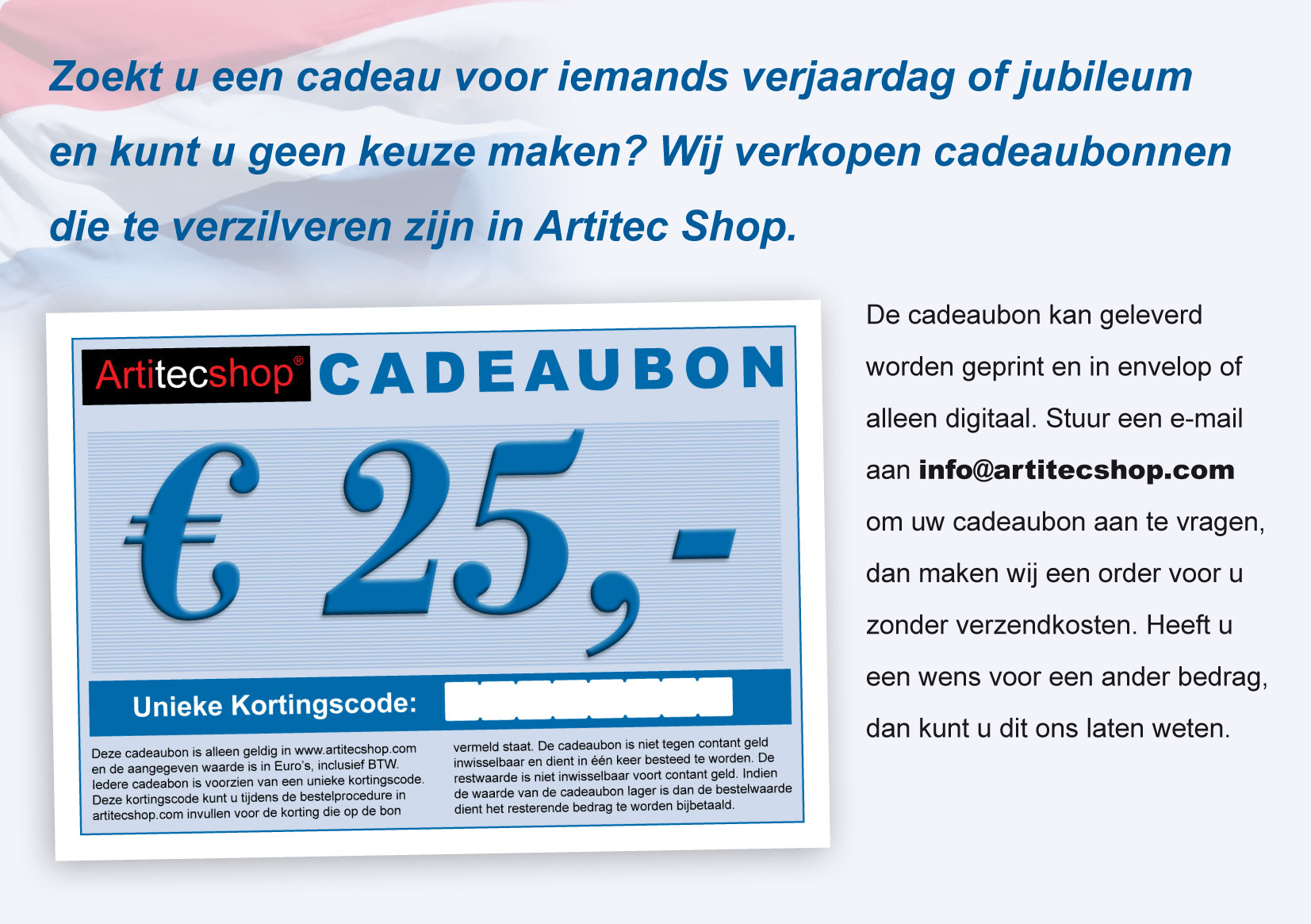 Artitecshop Cadeaubon € 25