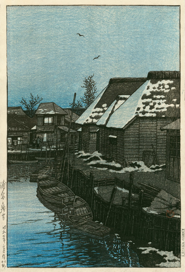 Kawase Hasui, Blijvende sneeuw bij Urayasu