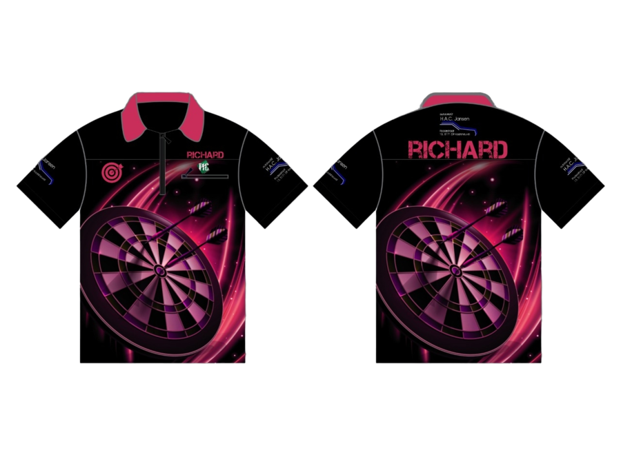 Dartshirt Dartscheibe schwarz/rosa