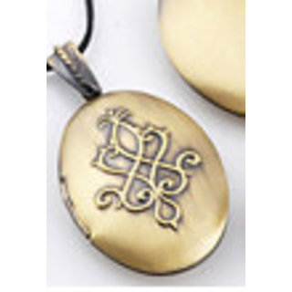 Metalen hangers/bedels medaillon ovaal bewerkt ± 48x25mm (oogje ± 7x4mm) met ruimte binnenin