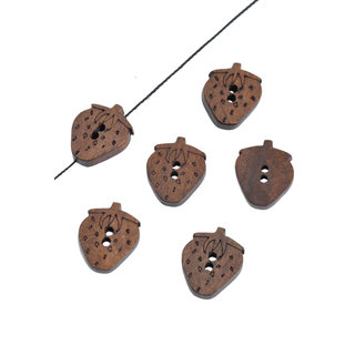 Houten knoopjes aardbei 15x19mm (per stuk)
