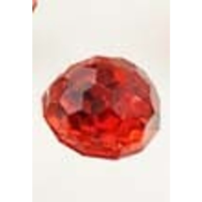 Kunststof knoopjes facet geslepen met zilverkleurige coating rood ± 12x11mm (gat ± 1mm)