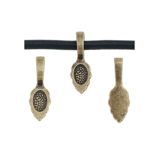 Metalen hangers plakoogje (glue on bail) blaadje 26x8,5mm voor plaksteen (5stuks)