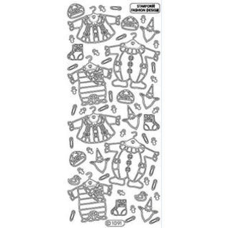 Stickervel  kleertjes meisje goud (per vel)