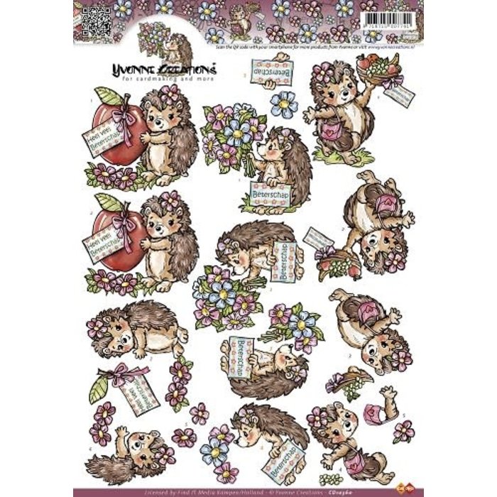 3D Knipvel - Yvonne Creations - Egeltjes beterschap