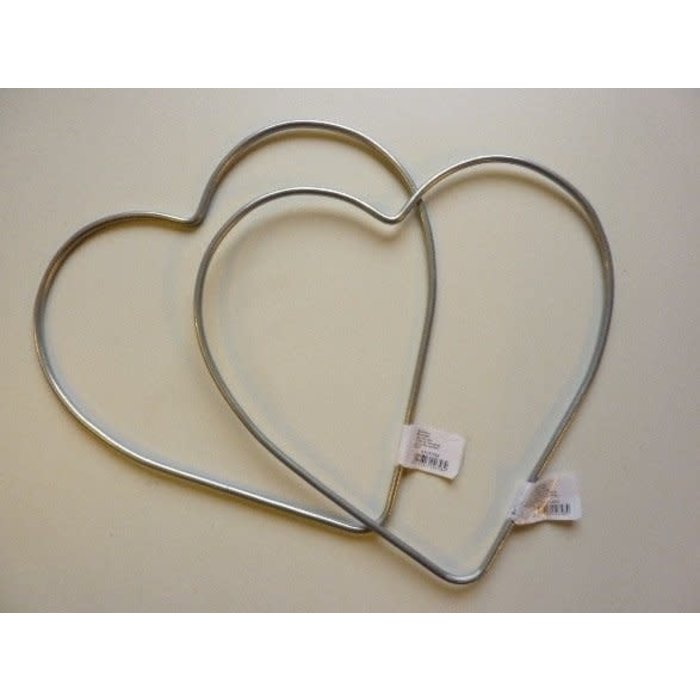 Metalen hart 20cm zilverkleurig