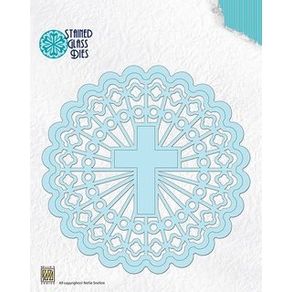 Stained glass Dies - Round with shining cross