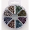 Glass bead kit 8 colors metallic 15/0 2-cut