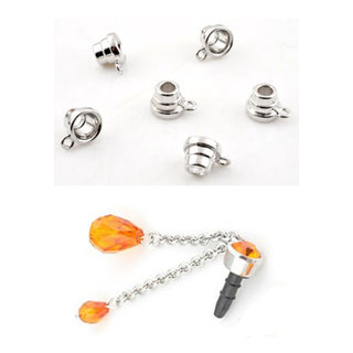 Metalen dopje voor kunststof anti-dust plug voor mobiele telefoon ± 7x11,5mm (gat ± 3,5mm) met oogje (± 1,5mm) 10st in zakje