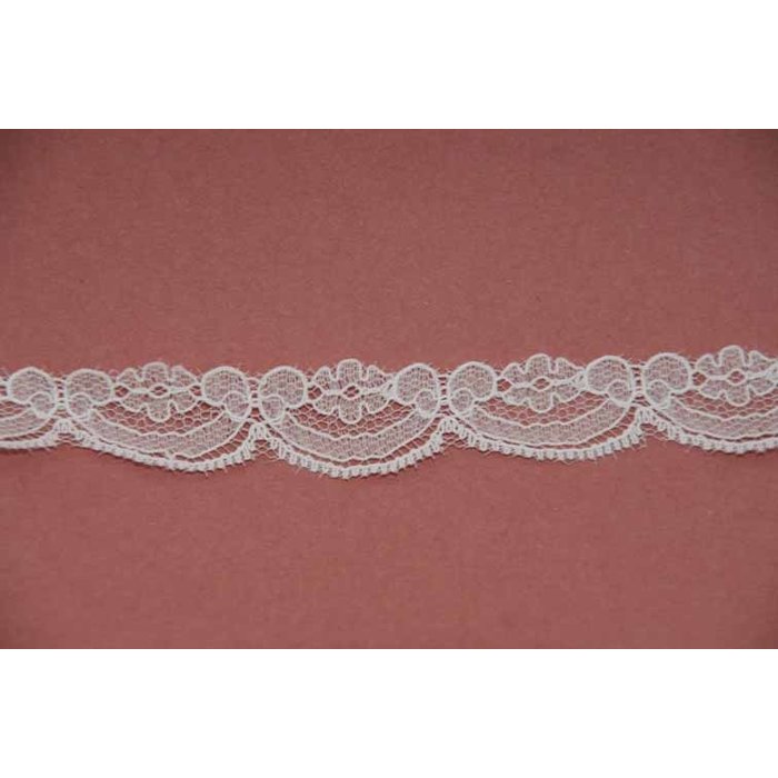 Kant wit geschulpt smal bloemetje (per meter)