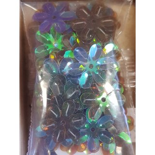 Bloem pailletten donker groen zakje