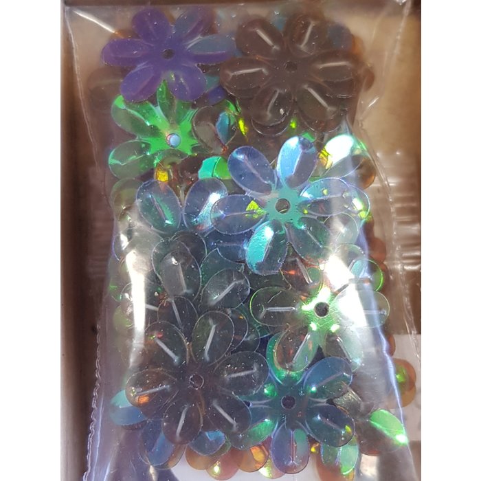 Bloem pailletten donker groen zakje