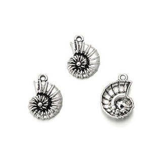 Metalen hangers schelp fossiel oudzilver 21x15mm