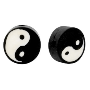 Polymeer kralen Yin & Yang Black-white 10mm