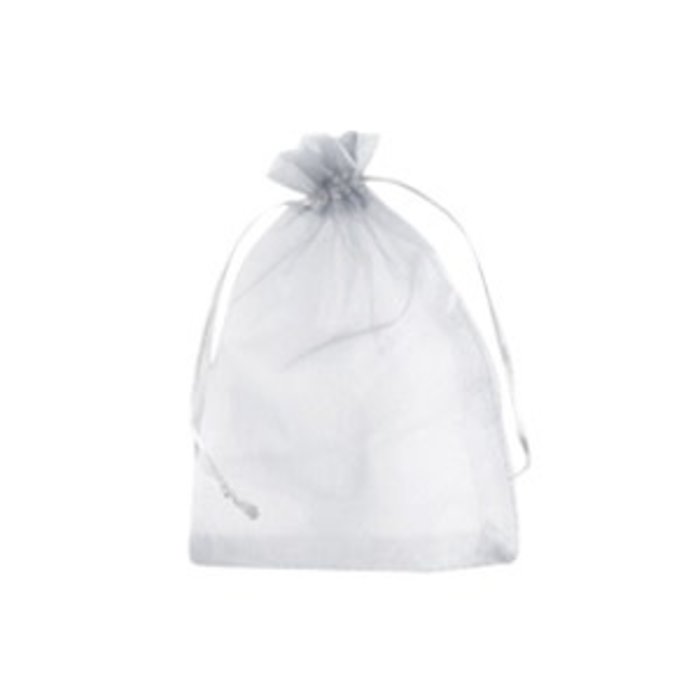 Sieraad zakje organza 7x9cm Silver grey (per stuk)