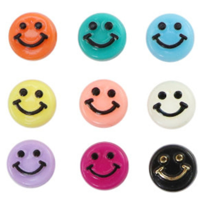 Letterkralen van acryl 10mm smiley Multicolour