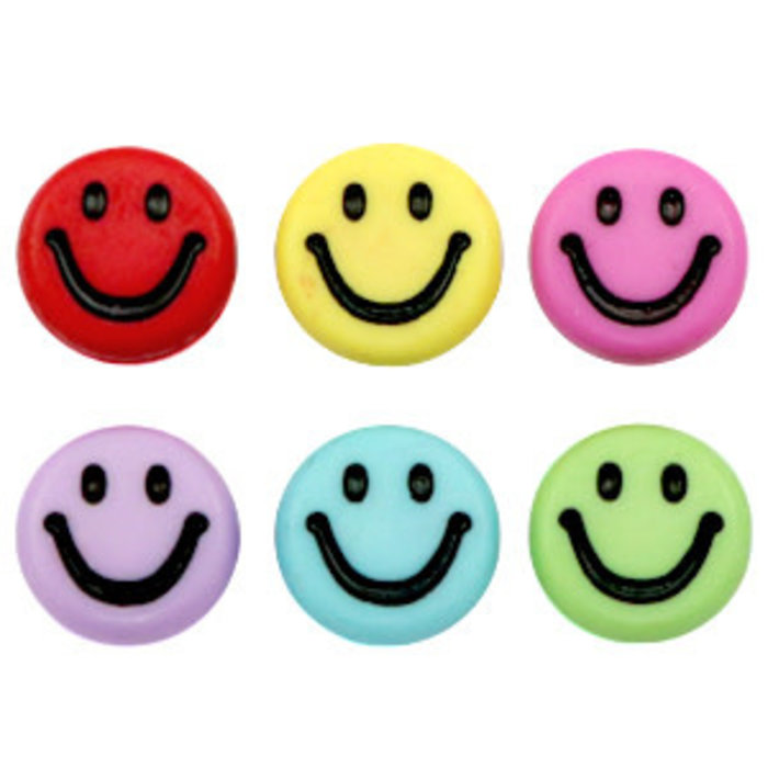 Letterkralen van acryl 7mm smiley Multicolour-black