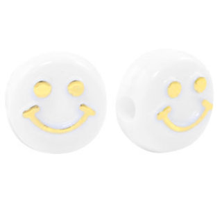 Letterkralen van acryl 10mm smiley White-gold