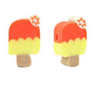 Polymeer kralen ijslolly Yellow-orange 12x7mm