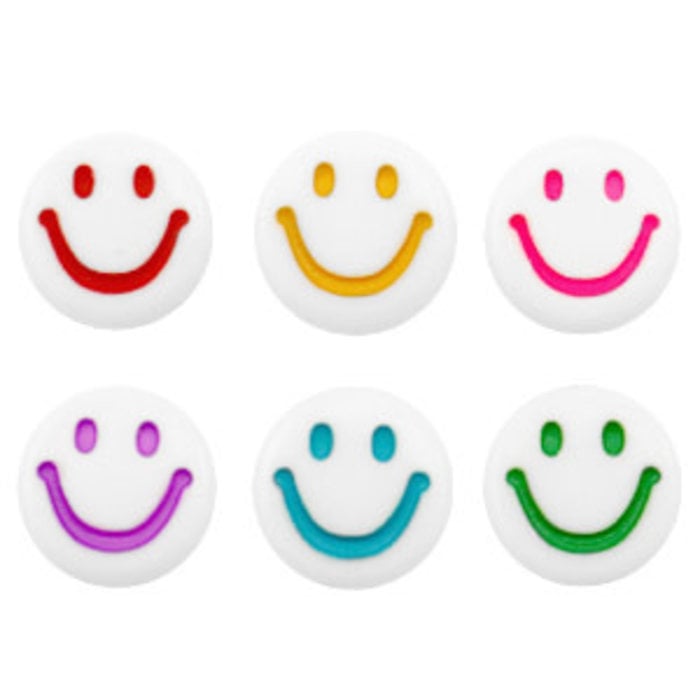 Letterkralen van acryl smiley White-multicolour 7mm
