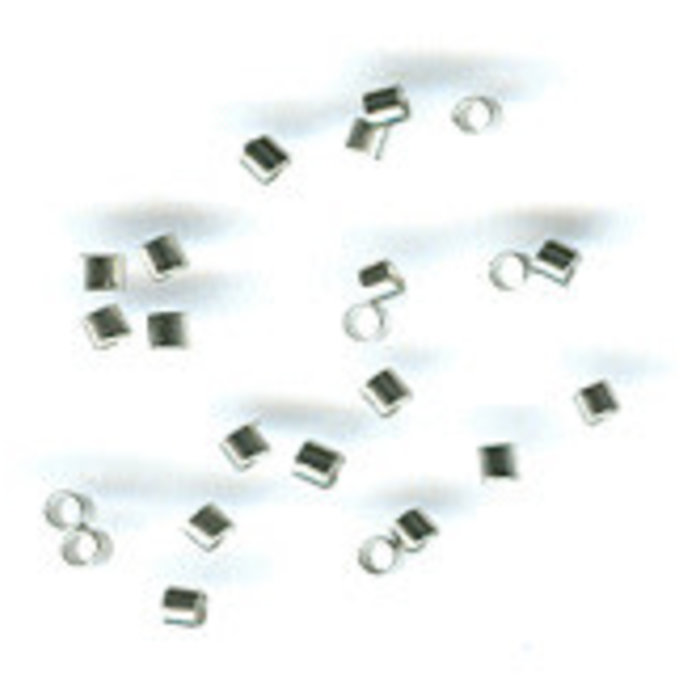 Doosje knijpkralen (100) zilverkleur 2x1.5mm