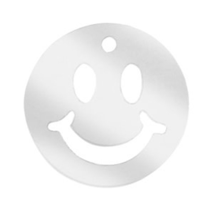 Plexx bedels smiley mirror 20mm Silver (per stuk)