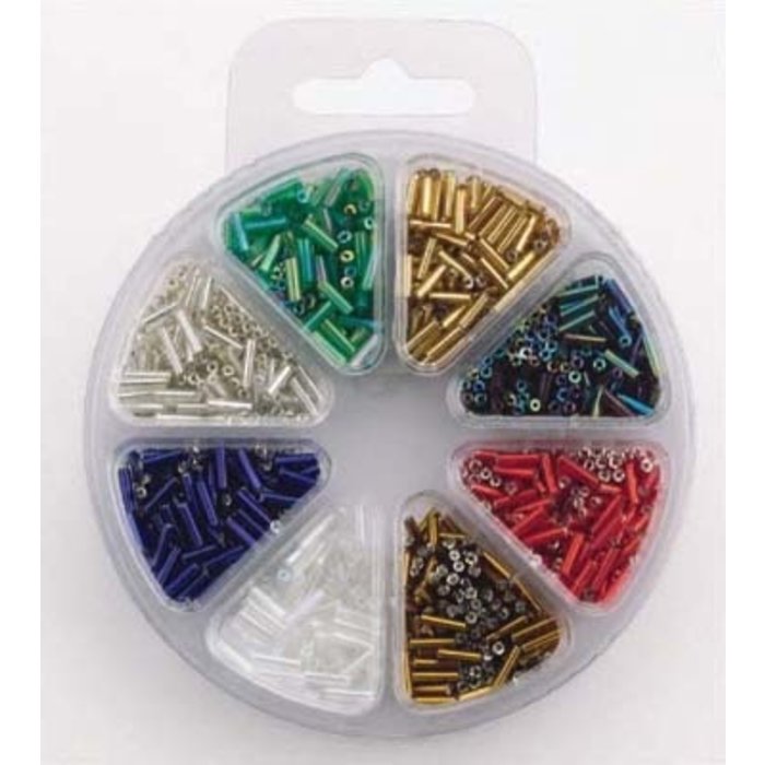 Glass bead kit 8 colors bugles 6mm kralenset