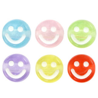 letterkralen van acryl smiley Multicolour transparent 7mm