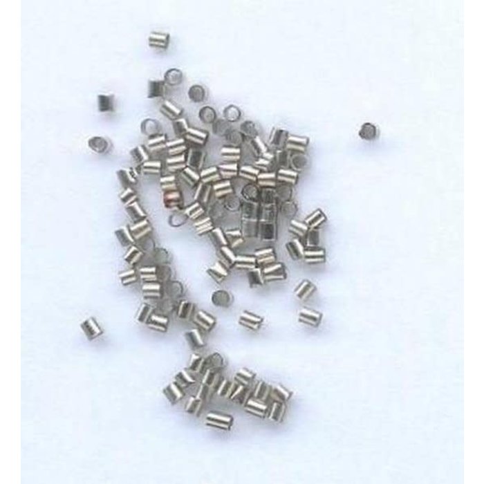 Doosje knijpkralen platinum 1.5x1,5mm (100)