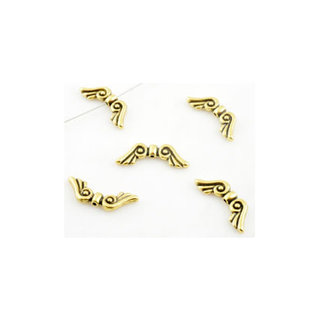 Metalen kralen vleugeltjes oudgoud bewerkt ± 21x8mm (gat ± 0,8mm)