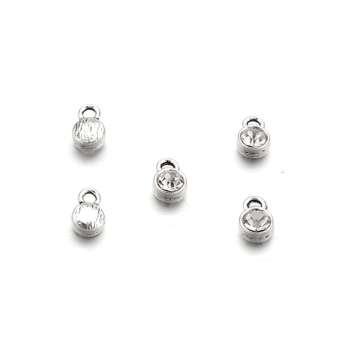 Metalen hangers/bedels met strass 9x6mm