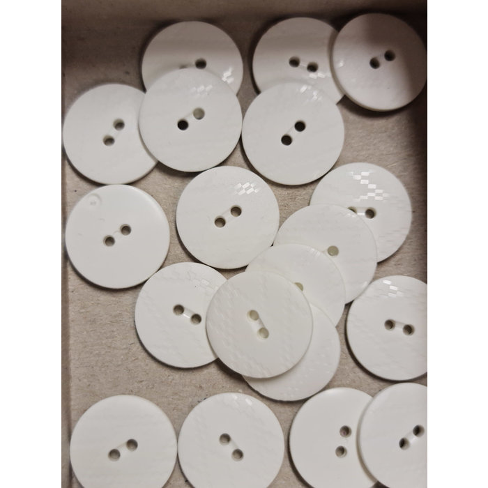 Knoop cremewit ruit patroon glans 2gat 20mm