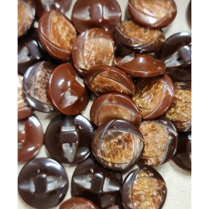 Knopen 14mm bruin bakeliet look glanzend