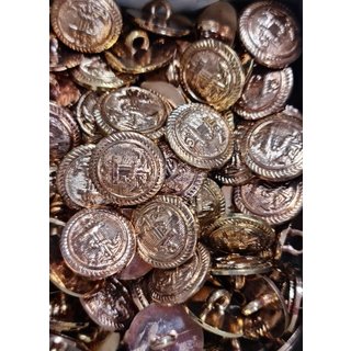 Knopen 16mm anker navy goud/koper kleurig