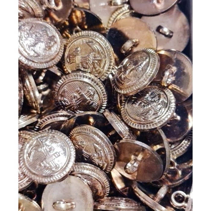 Knopen 20mm anker navy goud/koper kleurig