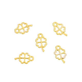 Metalen hangers/bedels klavertje vier 10,5x6mm goud